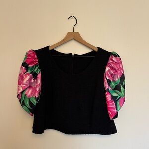 Vintage Evenings by Pantagis Satin Puff Tulip hem Sleeve Cropped Blouse 18